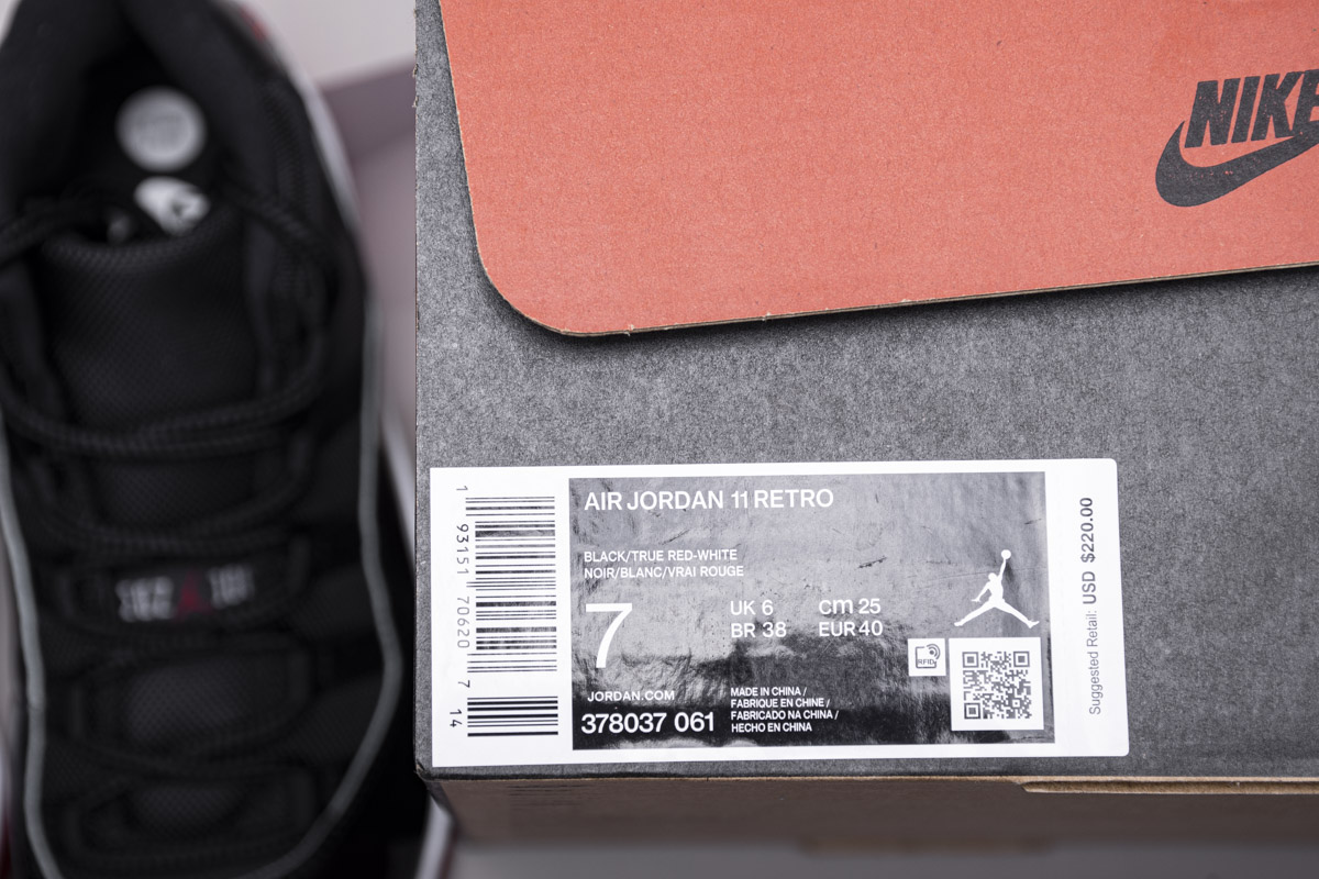 Fake Jordan 11 Retro Playoffs Bred size tag