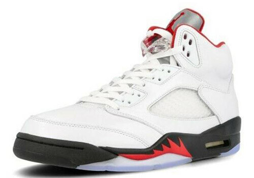 fake Jordan 5 Retro Fire Red Silver Tongue