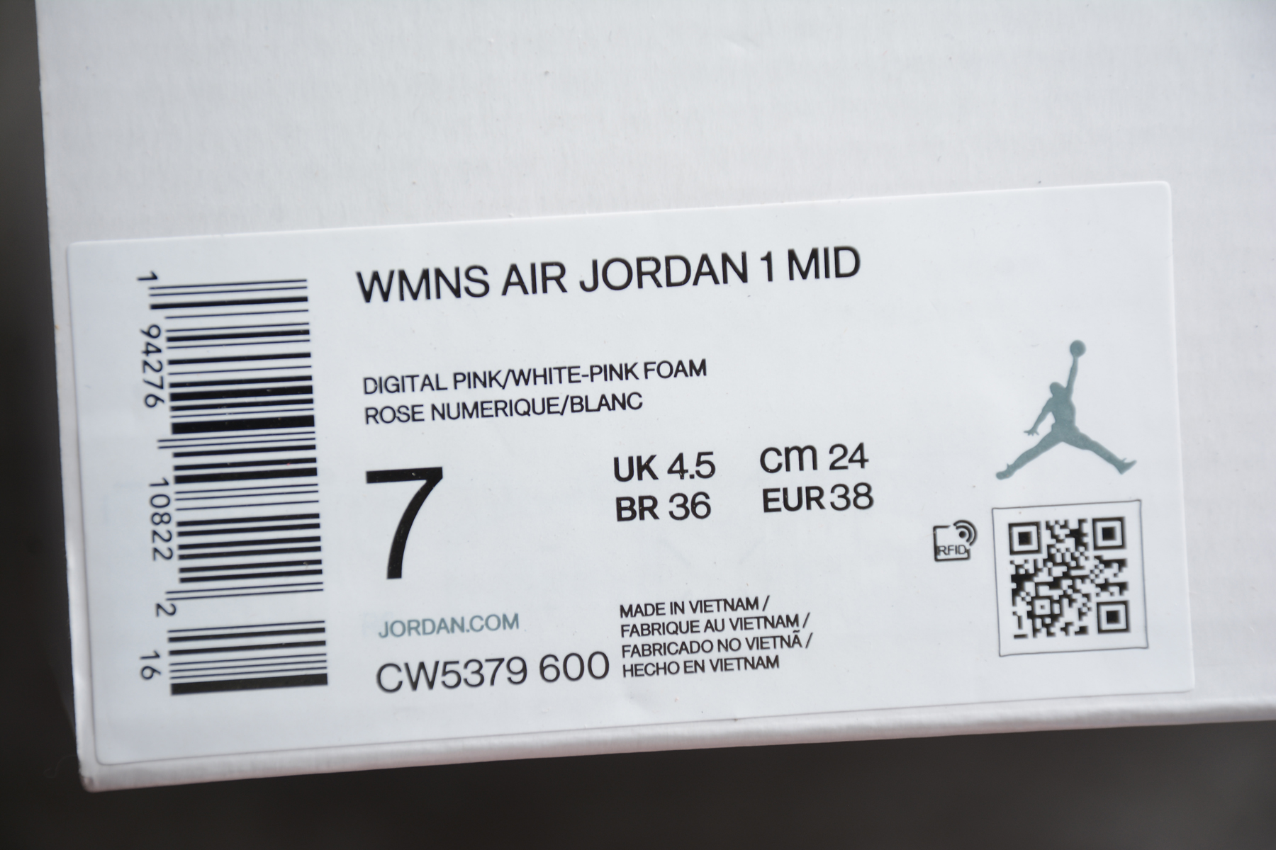 fake Jordan 1 Mid Digital Pink box