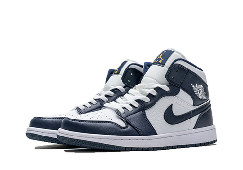 fake Jordan 1 Mid White Metallic Gold Obsidian
